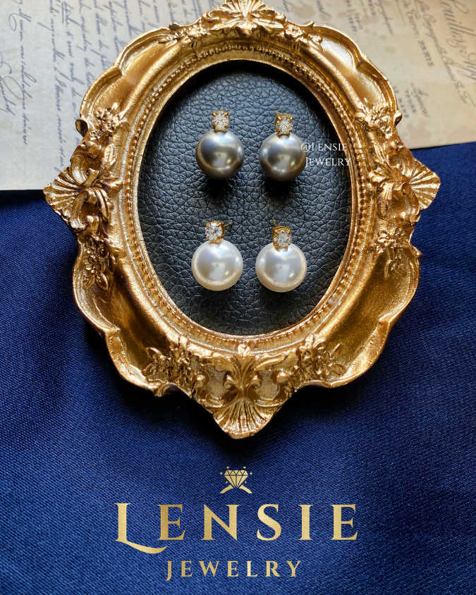 Grace Pearl Zircon Stud Earrings – Handmade Jewelry