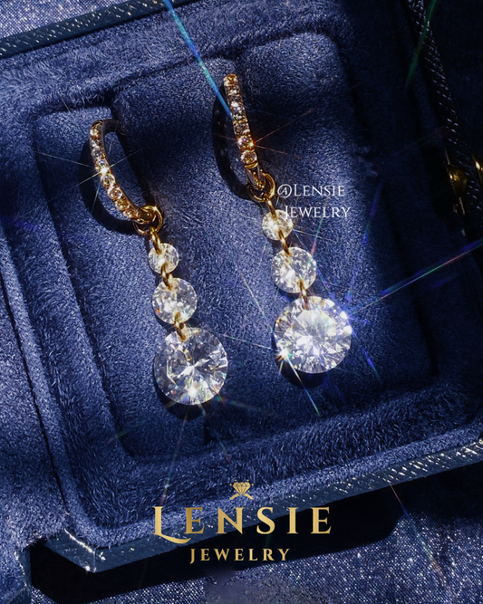 April Birthstone White Sparkling 5A Zircon Hoop Earrings – Handmade Jewelry