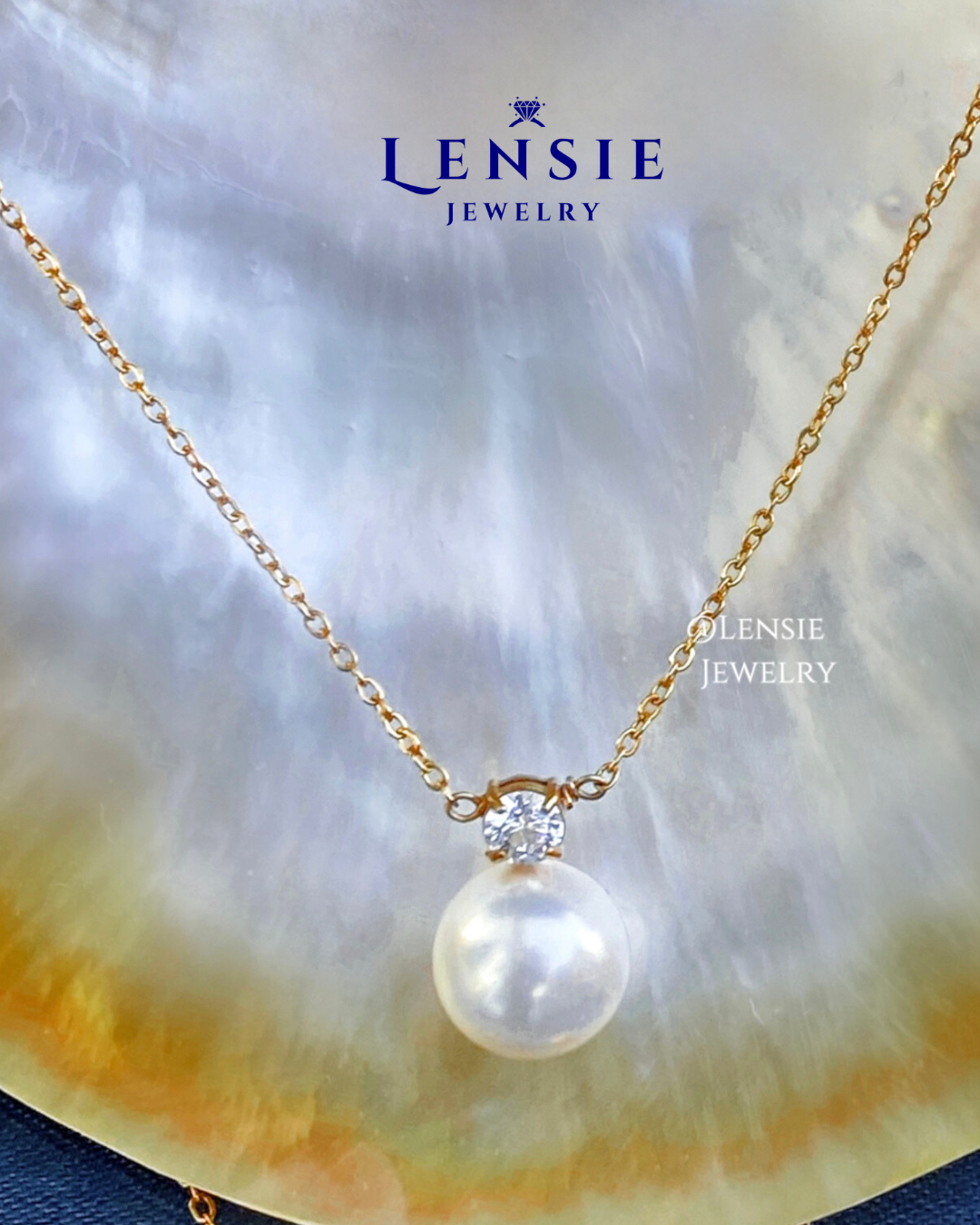 Grace Pearl Zircon Necklace – Handmade Jewelry