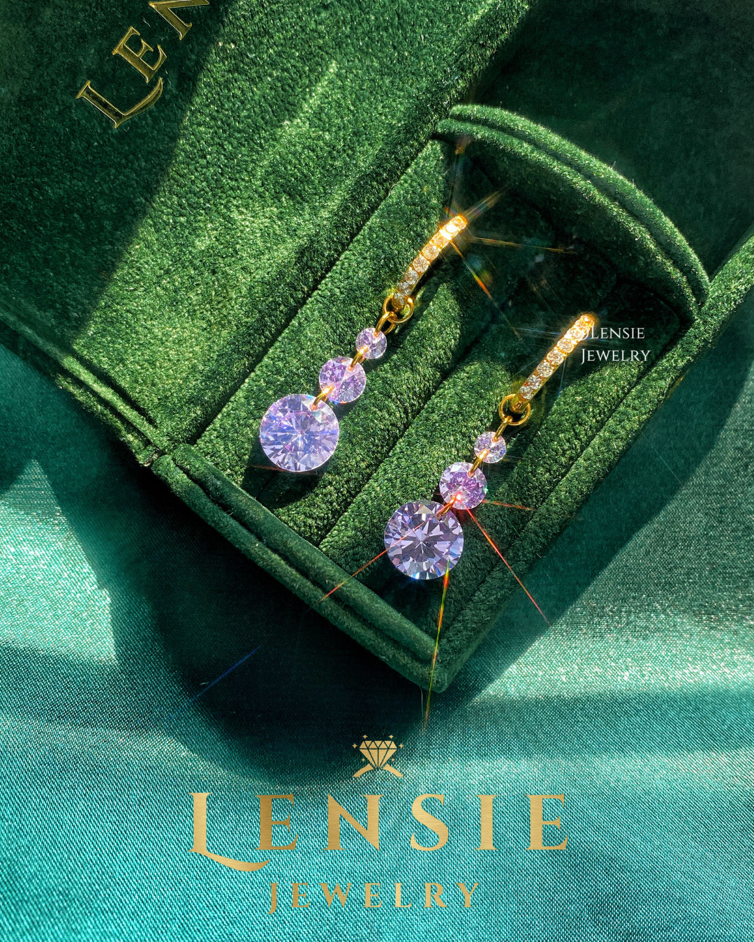 Alexandrite June Birthstone Sparkling 5A Zircon Hoop Earrings – Handmade Jewelry