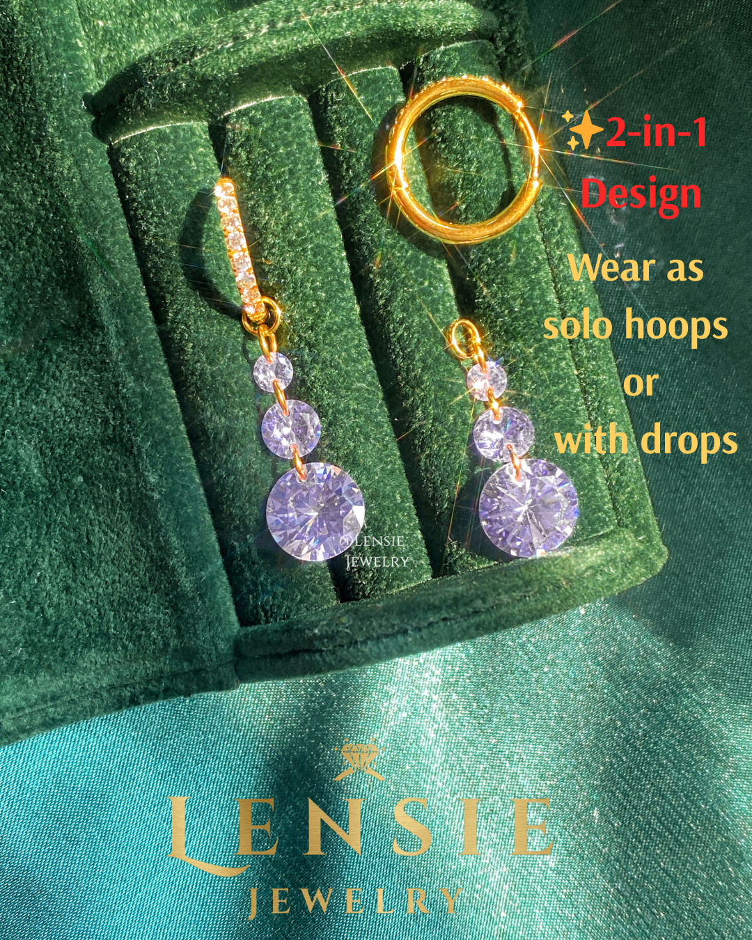 Alexandrite June Birthstone Sparkling 5A Zircon Hoop Earrings – Handmade Jewelry