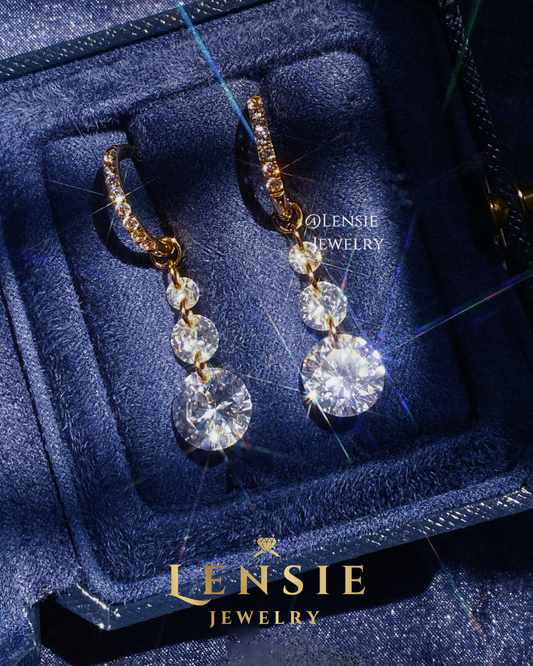 April Birthstone White Sparkling 5A Zircon Hoop Earrings – Handmade Jewelry